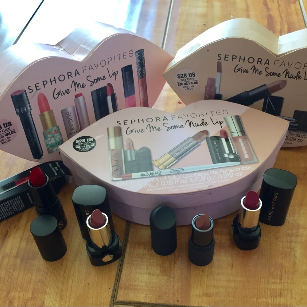 Four lipstick minis + 3 Sephora Lip boxes